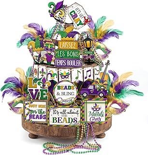 Moucuny 24 Mardi Gras Tiered Tray
