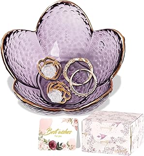 Purple Flower Jewelry Dish Glass Ring