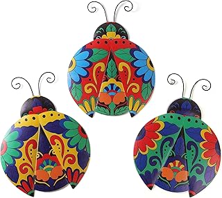 Scwhousi Metal Ladybugs Outdoor Wall Decor